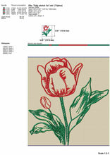 Load image into Gallery viewer, Tulip sketch embroidery design-Kraftygraphy
