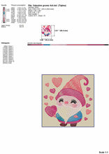 Load image into Gallery viewer, Adorable Valentine&#39;s Gnome with Heart Embroidery Design in Sketch Style-Kraftygraphy

