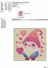 Load image into Gallery viewer, Adorable Valentine&#39;s Gnome with Heart Embroidery Design in Sketch Style-Kraftygraphy
