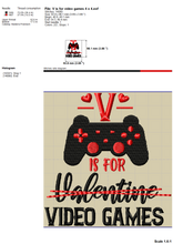 Load image into Gallery viewer, Video Game Embroidery Designs, Funny Valentine Embroidery Sayings, Game Console Machine Embroidery Patterns, Game Controller Applique Pes Files, Anti Valentine Jef Files, V is for Video Games-Kraftygraphy
