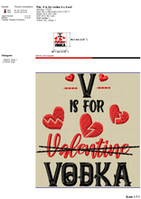 Load image into Gallery viewer, Funny Valentine Embroidery Ideas, Drinking Koozies Embroidery Patterns, Anti Valentine Embroidery Sayings, V Is for Vodka Pes Files, Valentine Kitchen Towels Embroidery Files, Coasters Embroidery Designs, Napkins Hus Files, Drinking embroidery-Kraftygraphy
