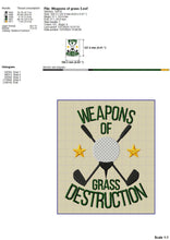 Load image into Gallery viewer, Weapons of grass destruction - funny golf embroidery design for machine-Kraftygraphy
