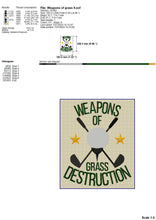 Load image into Gallery viewer, Weapons of grass destruction - funny golf embroidery design for machine-Kraftygraphy
