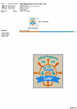 Load image into Gallery viewer, Funny Cruise Embroidery Sayings, What Happens at the Cruise-Kraftygraphy
