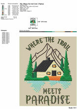 Load image into Gallery viewer, Hiking embroidery designs - Where the trail meets the paradise with lake house-Kraftygraphy
