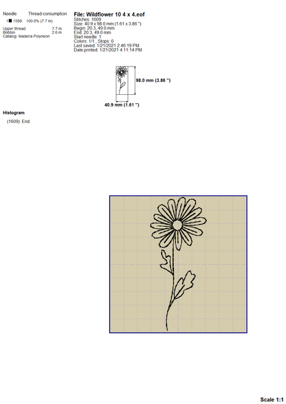 Wildflower Embroidery Designs, Floral Borders Embroidery Patterns, Flower Outline Pes Files, Simple Flowers Embroidery Files, Easy Flowers Jef Files, Daisy Hus Files, Small Flowers, Mini Flowers, Embroidery Bundle, Ith Embroidery, Cute Flowers-Kraftygraphy