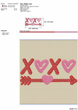 Load image into Gallery viewer, XOXO Embroidery Design for Valentine Machine Embroidery Projects for Kids and Couples-Kraftygraphy
