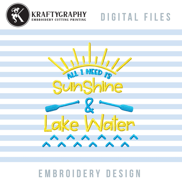 Lake House Machine Embroidery Sayings, Lake Embroidery Designs, Lake Camping Embroidery Patterns, Sunshine and Lake Pes Files, Can Coolers Embroidery, Kitchen Towels Embroidery, Placemats Embroidery-Kraftygraphy