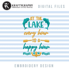 Load image into Gallery viewer, Lake Hour Machine Embroidery Designs, Lake House Embroidery Sayings, Lake Embroidery Patterns, Lake Camping Embroidery Files, Campsite Pes Files, Coasters Embroidery,-Kraftygraphy

