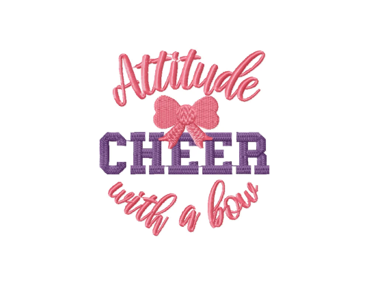 Cheer embroidery designs - Cheer attitude with a bow-Kraftygraphy