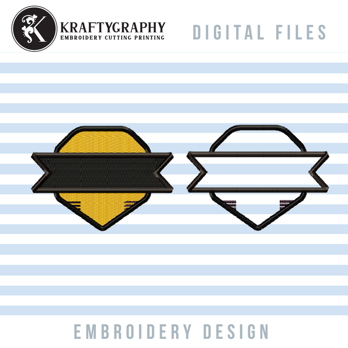 Badge Machine Embroidery Designs, Fill Stitch and Applique Patches Embroidery Patterns-Kraftygraphy