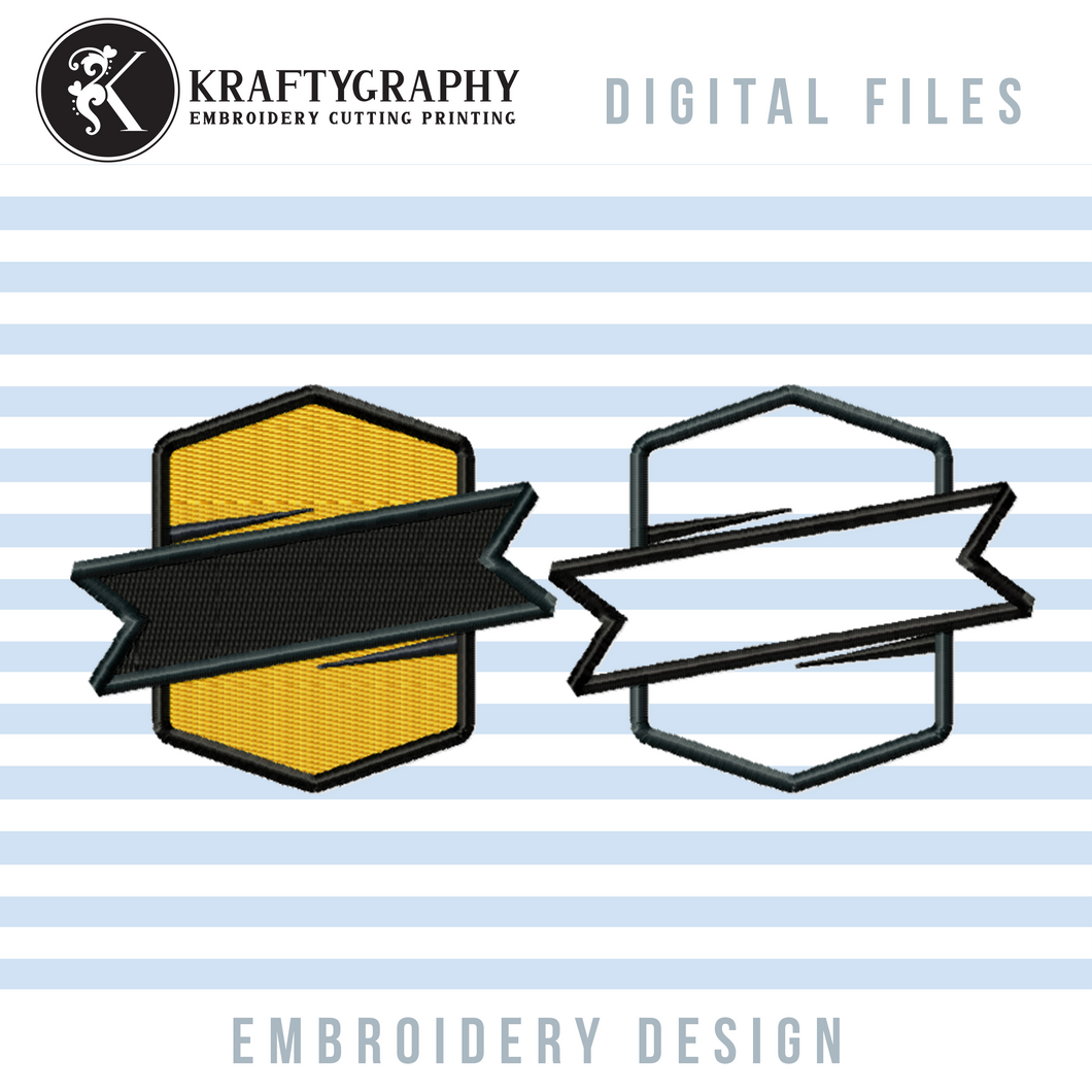 Retro Badge Machine Embroidery Design, Fill Stitch and Applique Patch Embroidery Patterns-Kraftygraphy
