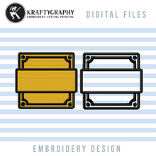 Load image into Gallery viewer, Square Badge Machine Mebroidery Designs, Shield Fill Stitch and Applique Embroidery Patterns for Patches-Kraftygraphy
