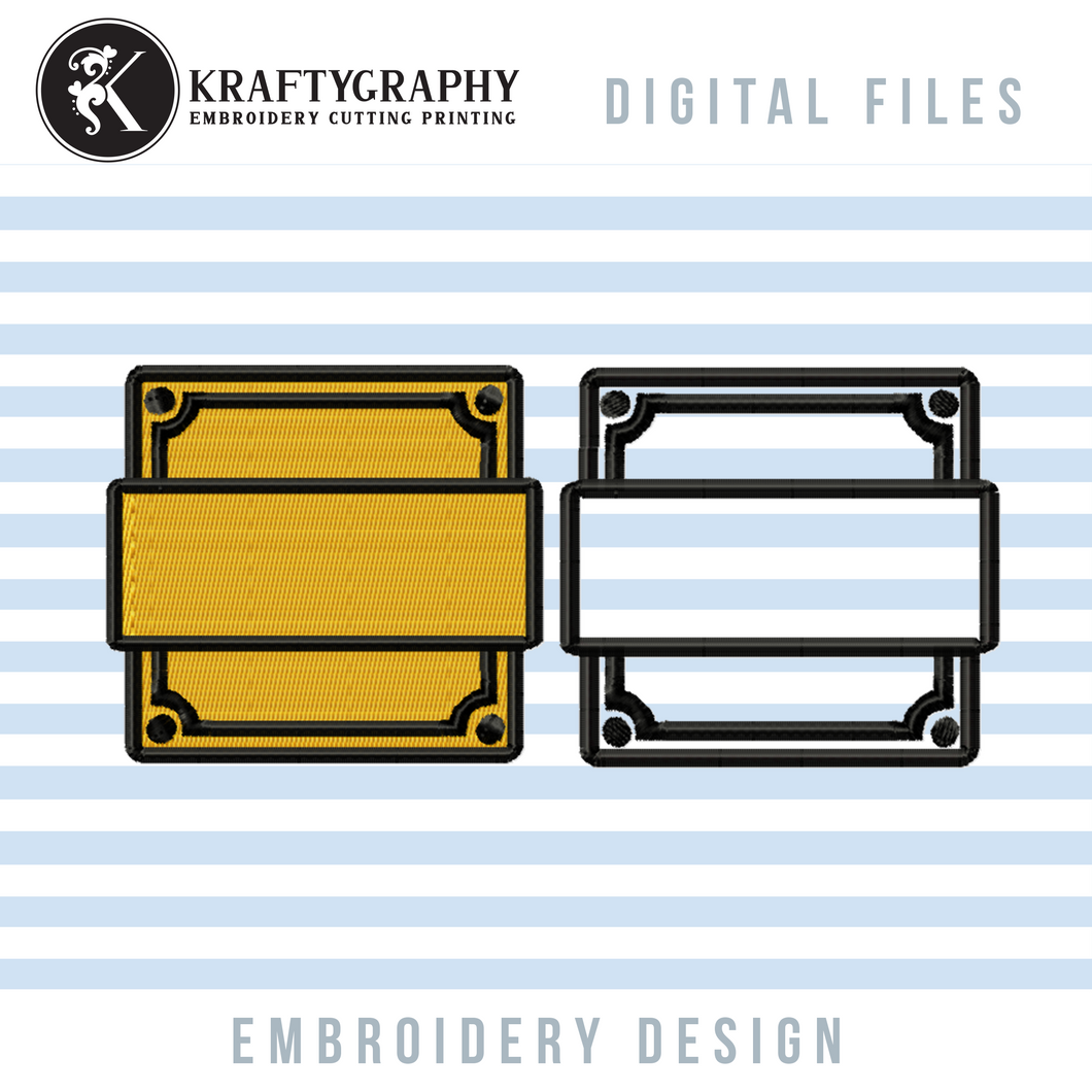 Square Badge Machine Mebroidery Designs, Shield Fill Stitch and Applique Embroidery Patterns for Patches-Kraftygraphy