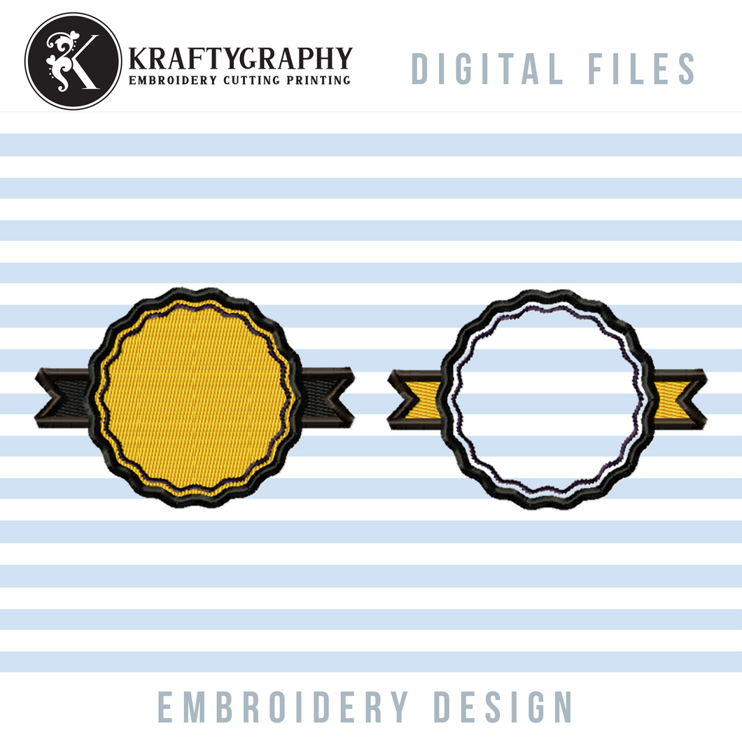 Merit Badge Machine Embroidery Design, Round Emblem Patch Fill Stitch and Applique-Kraftygraphy