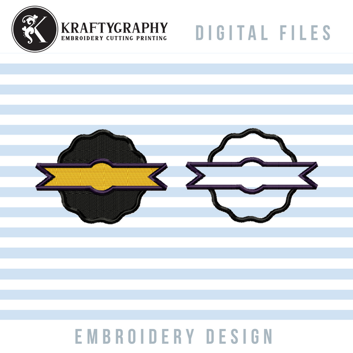 Badge Patch Machine Embroidery Design, Fill Stitch and Applique Embroidery Patterns-Kraftygraphy