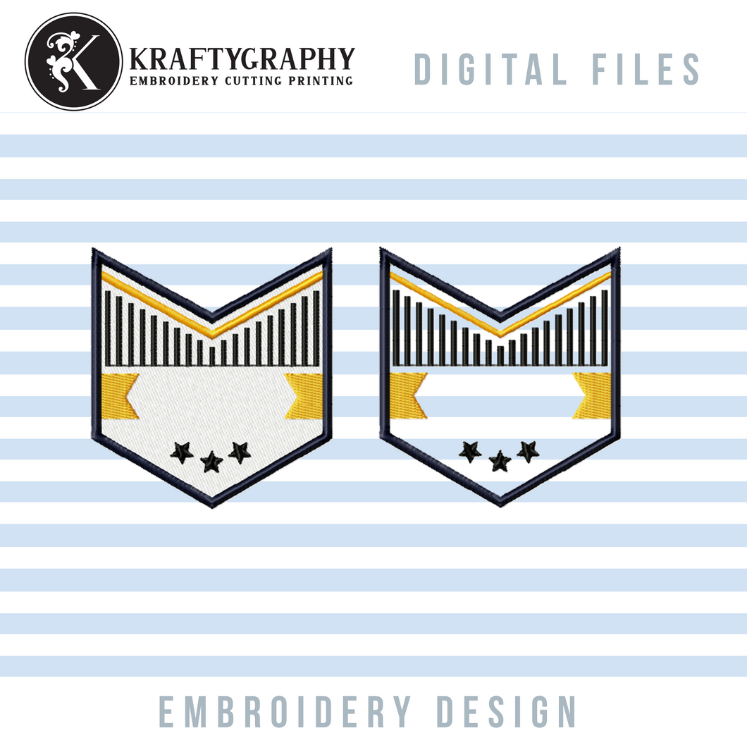 Shield Machine Embroidery Design, Retro Badge Fill Stitch and Applique-Kraftygraphy