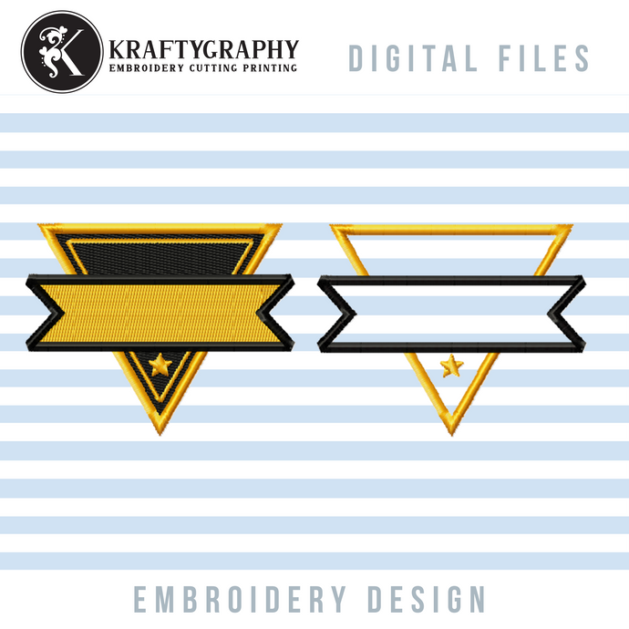 Triangle Emblem Machine Embroidery Design, Fill Stitch and Applique Patch-Kraftygraphy