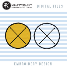 Load image into Gallery viewer, Round Patch Frame Embroidery Designs, Vintage Circle Fill Stitch Badge Pes Files-Kraftygraphy

