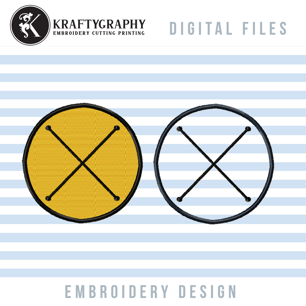 Round Patch Frame Embroidery Designs, Vintage Circle Fill Stitch Badge Pes Files-Kraftygraphy