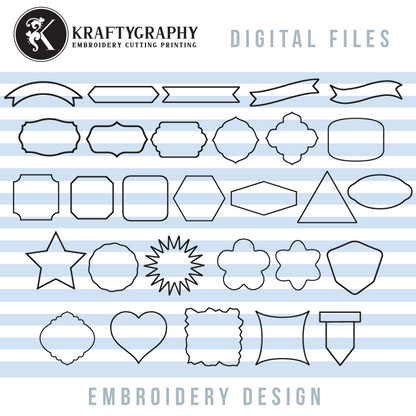 Machine Embroidery Applique Frame Designs, Monogram Shapes Patches Embroidery Patterns-Kraftygraphy