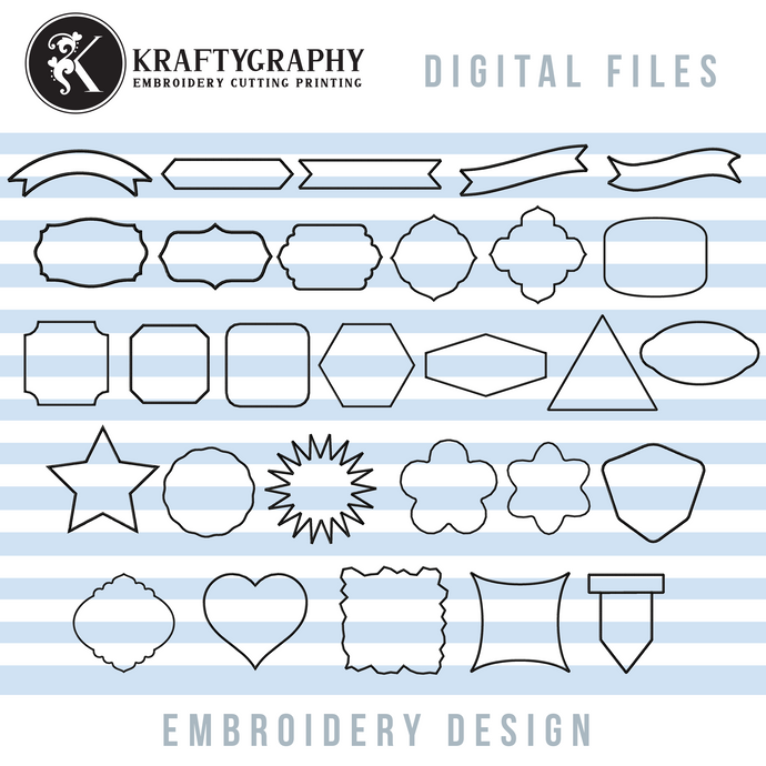 Machine Embroidery Applique Frame Designs, Monogram Shapes Patches Embroidery Patterns-Kraftygraphy