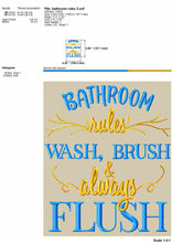 Load image into Gallery viewer, Bathroom Rules Machine Embroidery Designs, Hand Towels Embroidery Patterns, Funny Toilet Pes Files-Kraftygraphy
