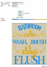 Load image into Gallery viewer, Bathroom Rules Machine Embroidery Designs, Hand Towels Embroidery Patterns, Funny Toilet Pes Files-Kraftygraphy
