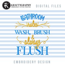 Load image into Gallery viewer, Bathroom Rules Machine Embroidery Designs, Hand Towels Embroidery Patterns, Funny Toilet Pes Files-Kraftygraphy
