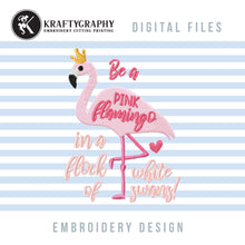 Load image into Gallery viewer, Be a Flamingo Machine Embroidery Designs, Pink Flamingo Bird Embroidery Patterns, Tropical Pes, Summer Embroidery Jef for Shirts, vp3 Flamingo Design-Kraftygraphy
