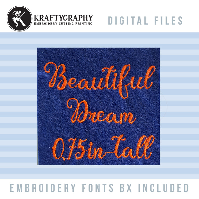 Script Embroidery Font With Satin Stitch for Embroidery Machines, Bx Format, Cursive Embroidery Alphabet, Elegant Embroidery Letters and Numbers-Kraftygraphy
