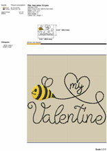 Load image into Gallery viewer, Bee my Valentine embroidery design for machine embroidery-Kraftygraphy
