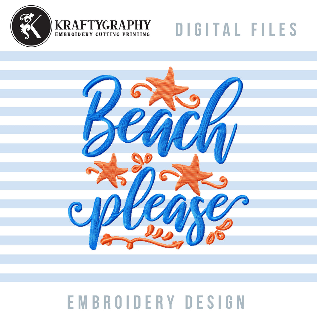 Beach Embroidery Design, Sea Embroidery File, Beach Towel Pes, Summer Embroidery Sayings, Mask Embroidery Jef, Ocean Embroidery Pattern-Kraftygraphy