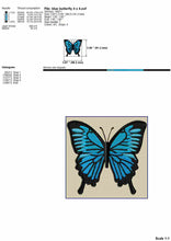 Load image into Gallery viewer, Blue butterfly machine embroidery designs-Kraftygraphy

