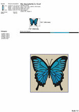 Load image into Gallery viewer, Blue butterfly machine embroidery designs-Kraftygraphy
