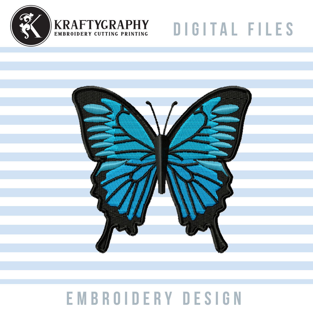 Blue butterfly machine embroidery designs-Kraftygraphy