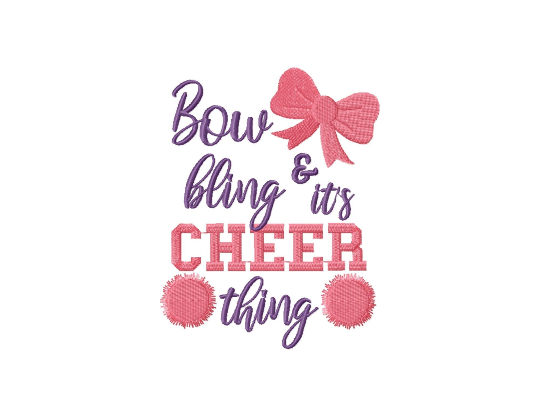 Cheer embroidery design - Bow and bling-Kraftygraphy