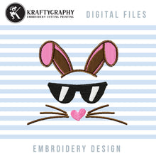Load image into Gallery viewer, Funny Bunny Machine Embroidery Designs, Cool Bunny With Sunglasses Embroidery Patterns, Cute Rabbit Face Pes Files, Small Bunny Embroidery Files, Ester Bunny Embroidery Stitches-Kraftygraphy
