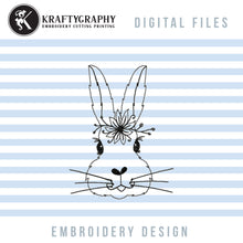 Load image into Gallery viewer, Bunny Sketch Machine Embroidery Designs, Cute Rabbit Face Outline Embroidery Patterns, Light Stitch Bunny Embroidery Files, Small Rabbit Head Pes Files, Simple Sketch Embroidery Outline, Hand Drawn Digitized Embroidery Design,-Kraftygraphy
