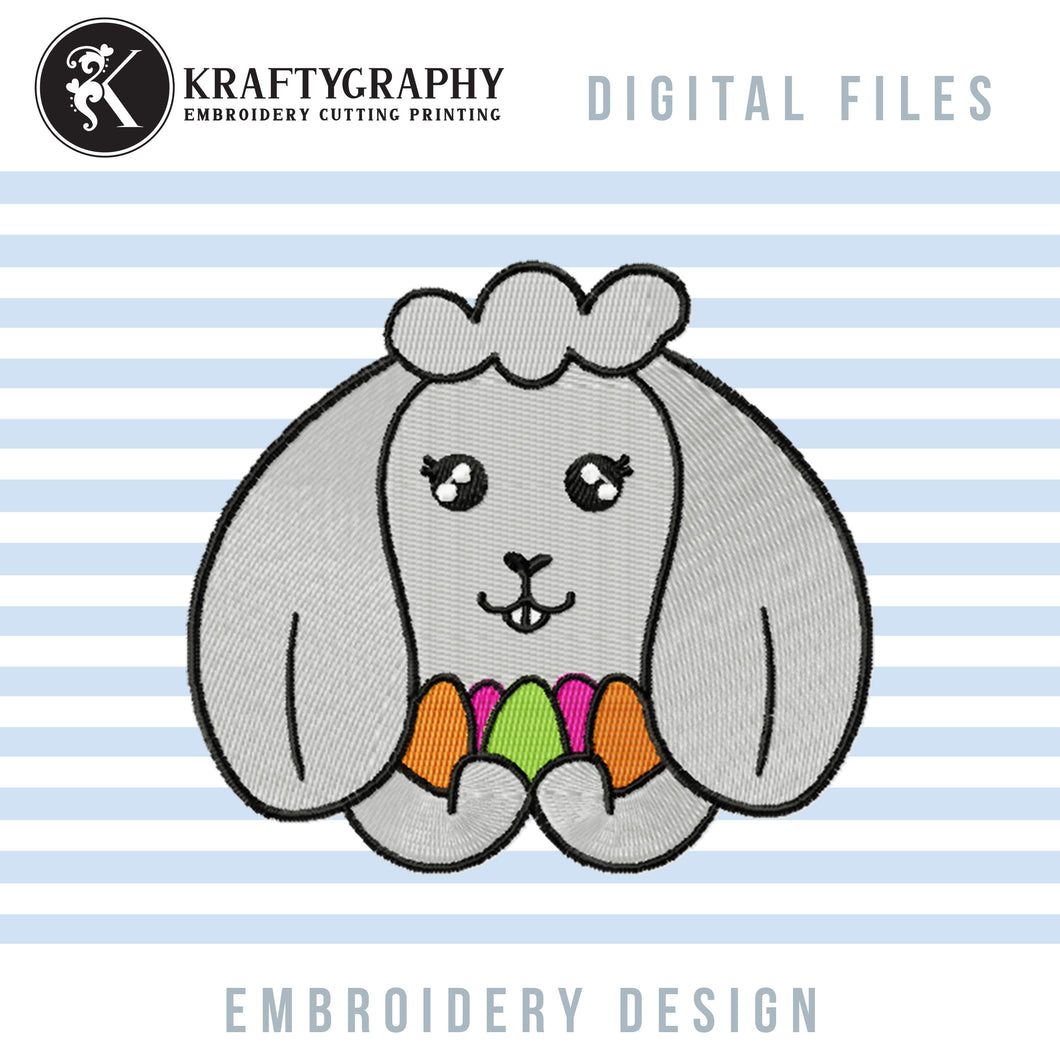 Easter Bunny Machine Embroidery Designs, Rabbit With Eggs Embroidery Patterns, Easter Basket Embroidery Applique, Bunny Face Applique, Cute Bunny Embroidery Files, Table Runner Embroidery, Kitchen Towels Embroidery, Home Decor Embroidery-Kraftygraphy