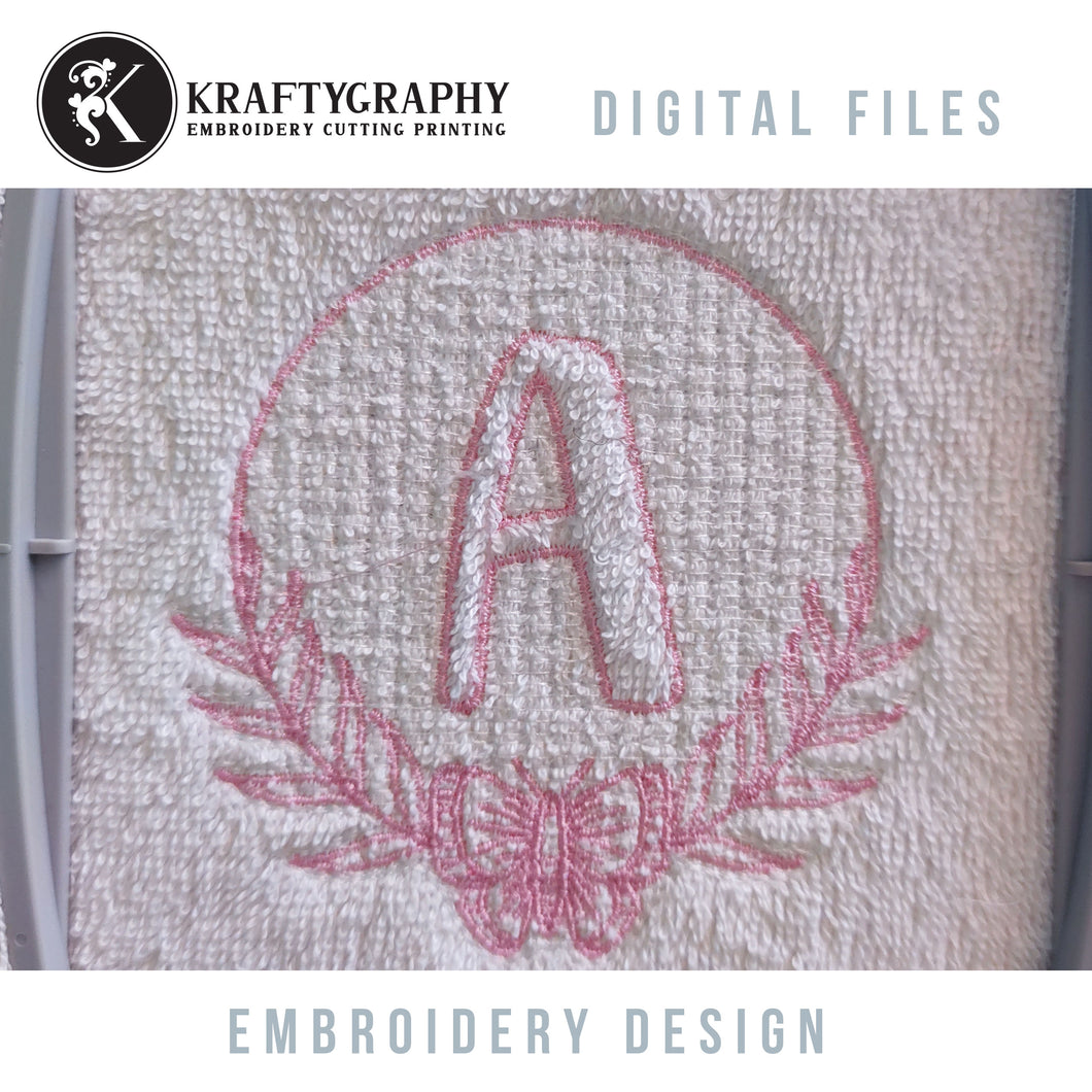 5' Embossed Machine Embroidery Font, Bath Towels Embroidery Designs-Kraftygraphy