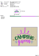 Load image into Gallery viewer, Camping Queen Machine Embroidery Design, Embroidered Camping Chairs, Camping Sayings Embroidery Designs, Camping Machine Embroidery Patterns, Mountain Embroidery Design, Easy Mountain Embroidery-Kraftygraphy
