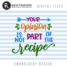 Load image into Gallery viewer, Rude kitchen towel embroidery design - opinion recipe-Kraftygraphy
