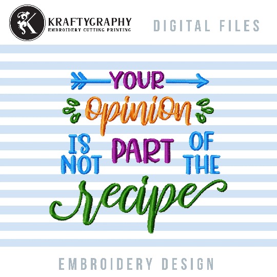 Rude kitchen towel embroidery design - opinion recipe-Kraftygraphy