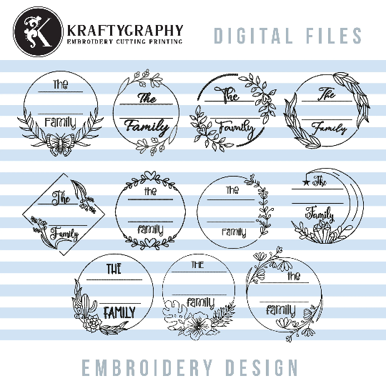 Family Name Frame Machine Embroidery Designs Bundle, Family Sign Embroidery Patterns, Succulent Pes Files, Tropical Jef, Butterfly Hus,-Kraftygraphy
