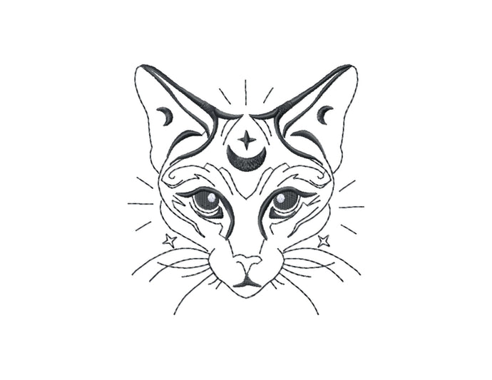 Celestial embroidery designs - Cat face-Kraftygraphy