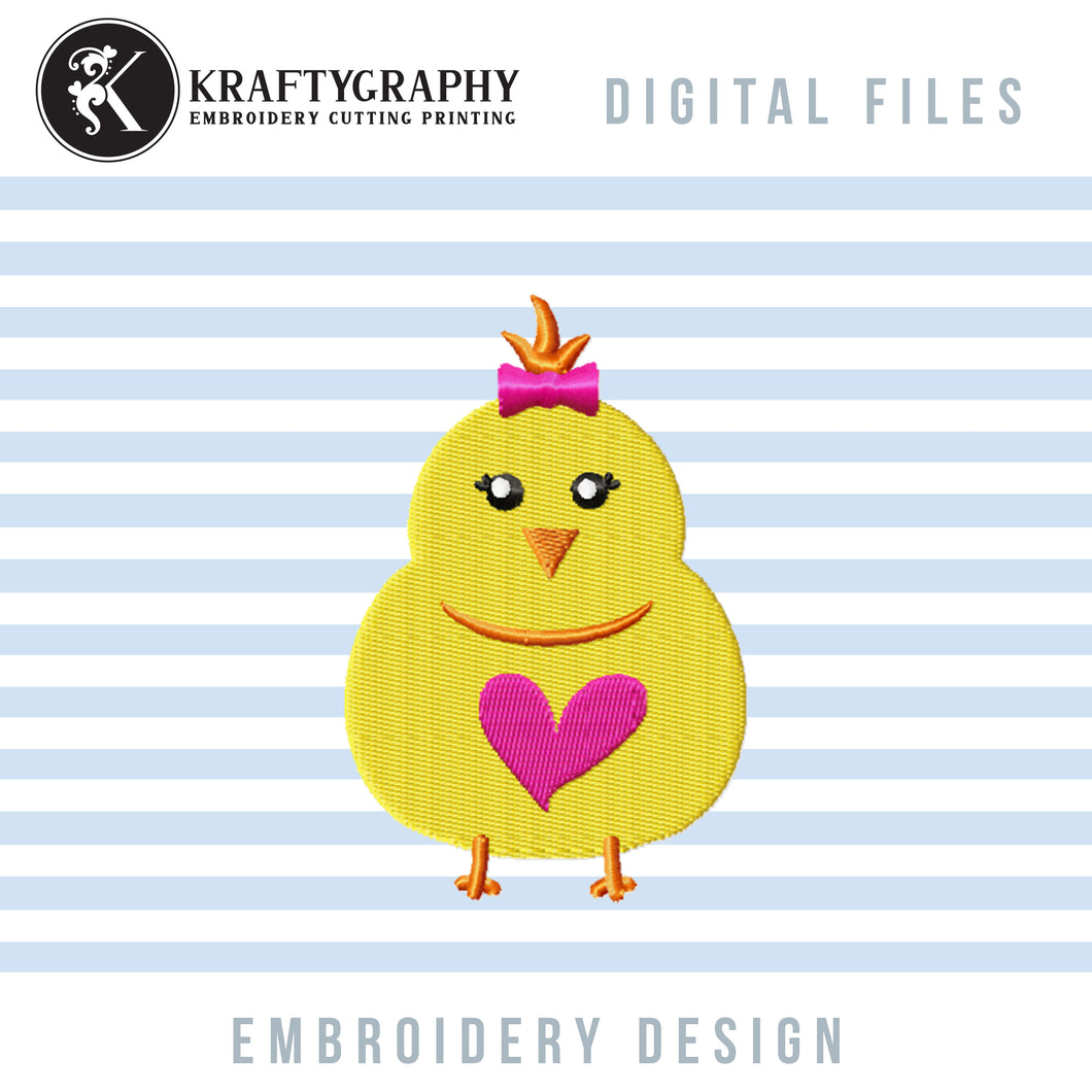 Cute Chick Machine Embroidery Designs, Easter Chick Embroidery Patterns, Baby Chick Embroidery Files, Girl Embroidery applique, Easter Dress Embroidery, Easter Shirt-Kraftygraphy