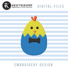 Load image into Gallery viewer, Chick in Egg Machine Embroidery Designs, Cute Chick Embroidery Stitches, Boy Chick Embroidery Patterns, Cute Chick Embroidery Files, Easter Baby Embroidery, Easter Baby Bibs-Kraftygraphy
