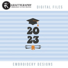 Load image into Gallery viewer, 2023 Machine Embroidery Designs for Graduation Stole, Class of 2023 Embroidery Patterns, Sash Pes Embroidery Files Graduation Cap Pes-Kraftygraphy

