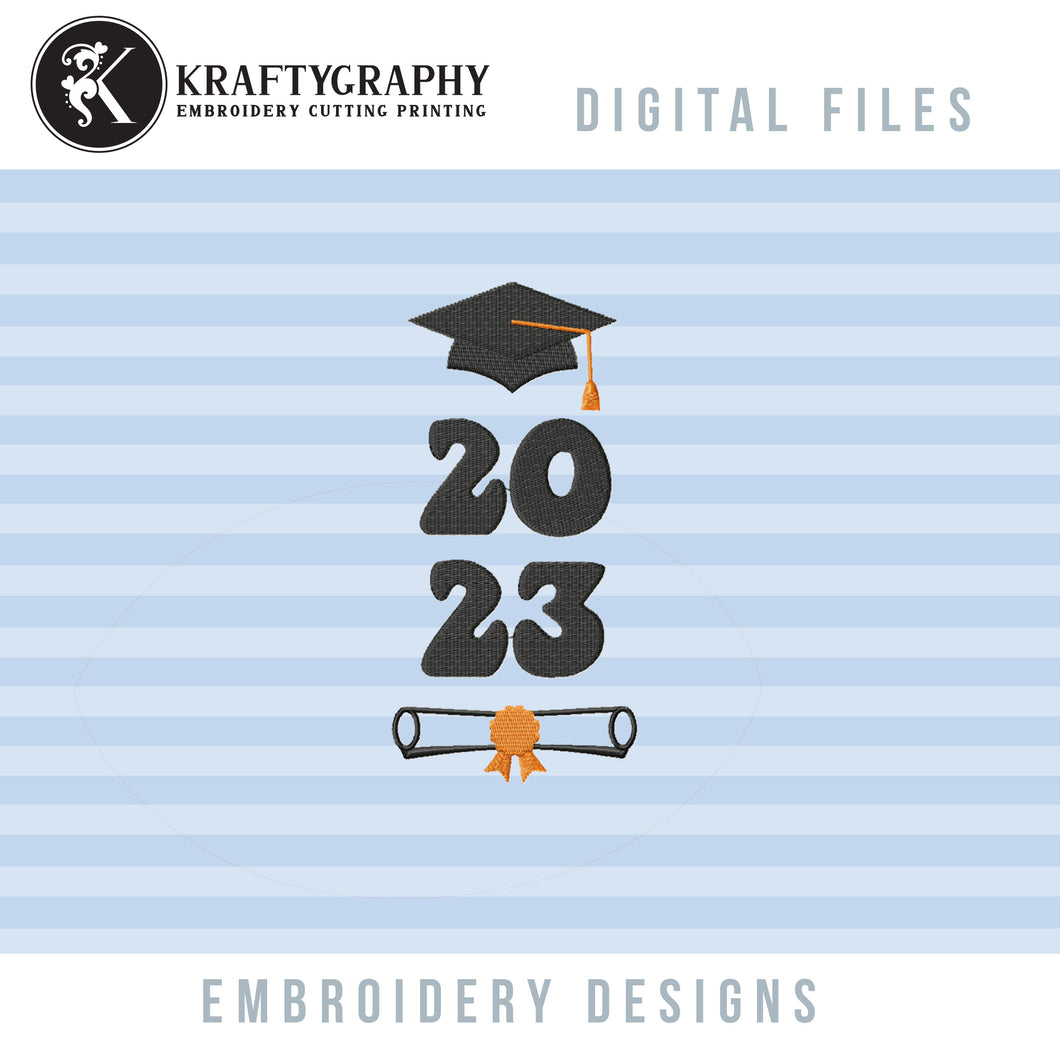 2023 Machine Embroidery Designs for Graduation Stole, Class of 2023 Embroidery Patterns, Sash Pes Embroidery Files Graduation Cap Pes-Kraftygraphy